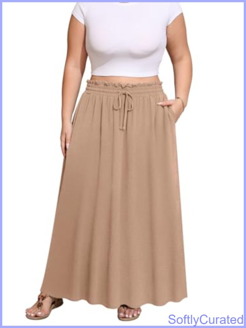 Plus Size Maxi Skirt High Waisted Flowy Beach Swing Skirt